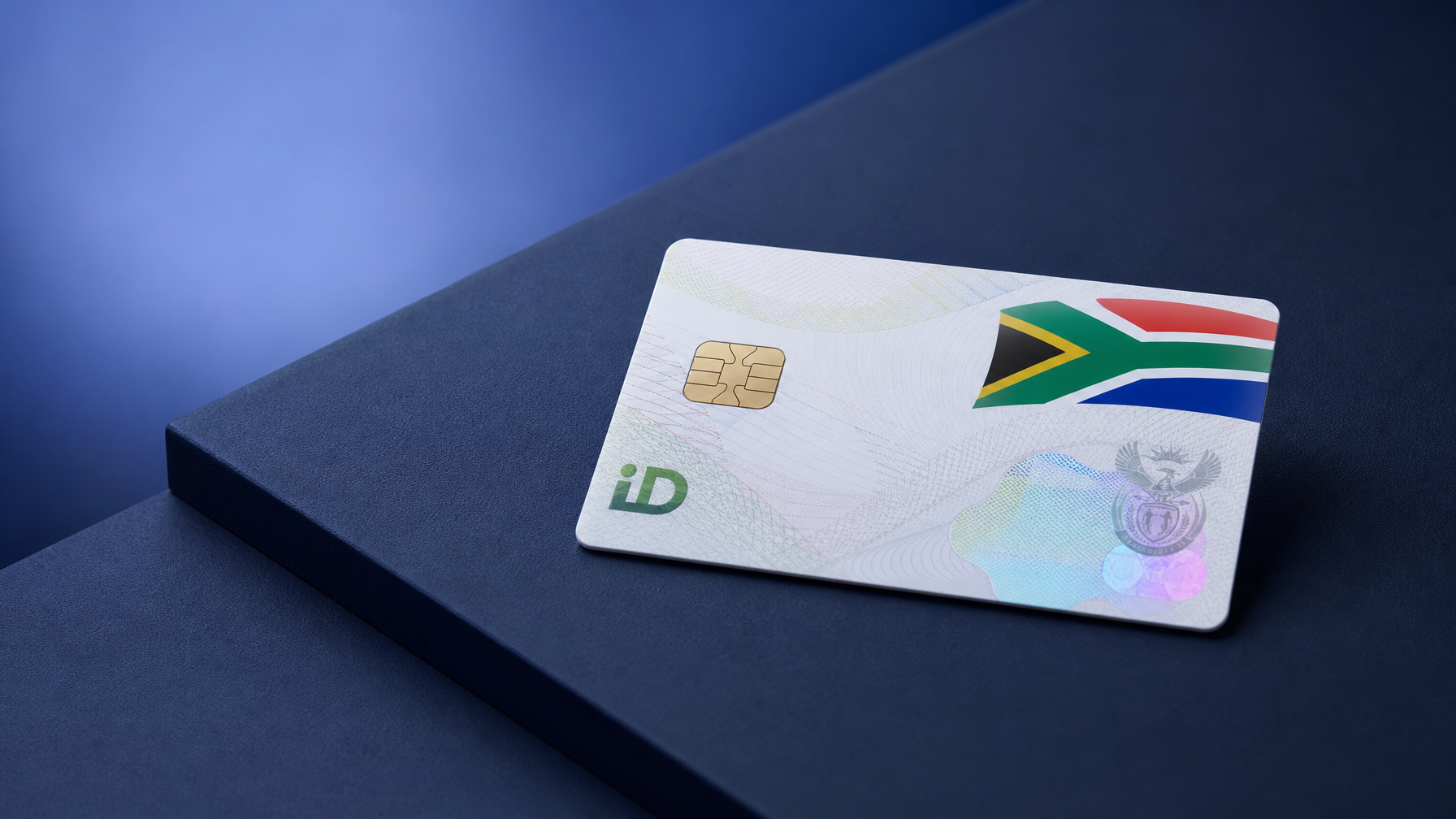 South African Smart ID Card on a dark navy surface